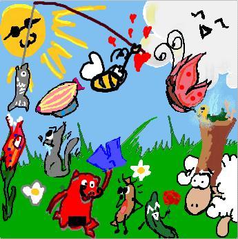 Wiese mit Schafen und Gürkchen by dobbel & Toastgeraet