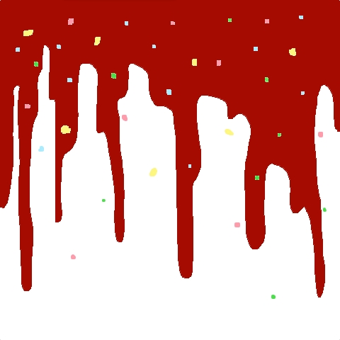 confetti, blood